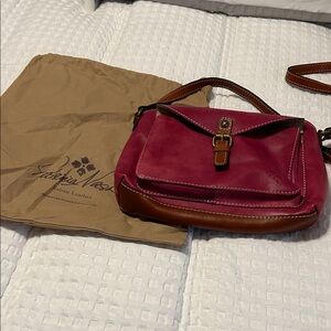 Patricia Nash Fuchsia and Brown Crossbody Bag